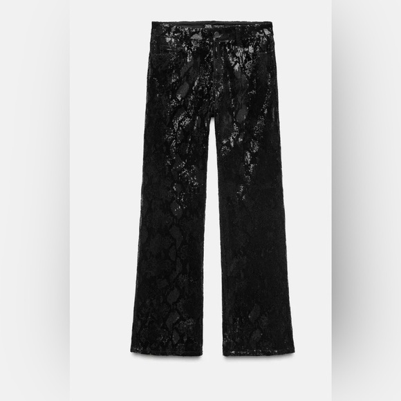 Zara Velvet sequin women’s pants in black size 0 see the pic for measurements - Picture 4 of 12